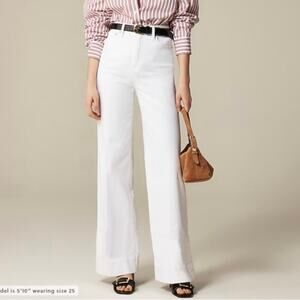 J Crew Women's High Rise Denim Trouser Jean Size 29 White Wide Leg